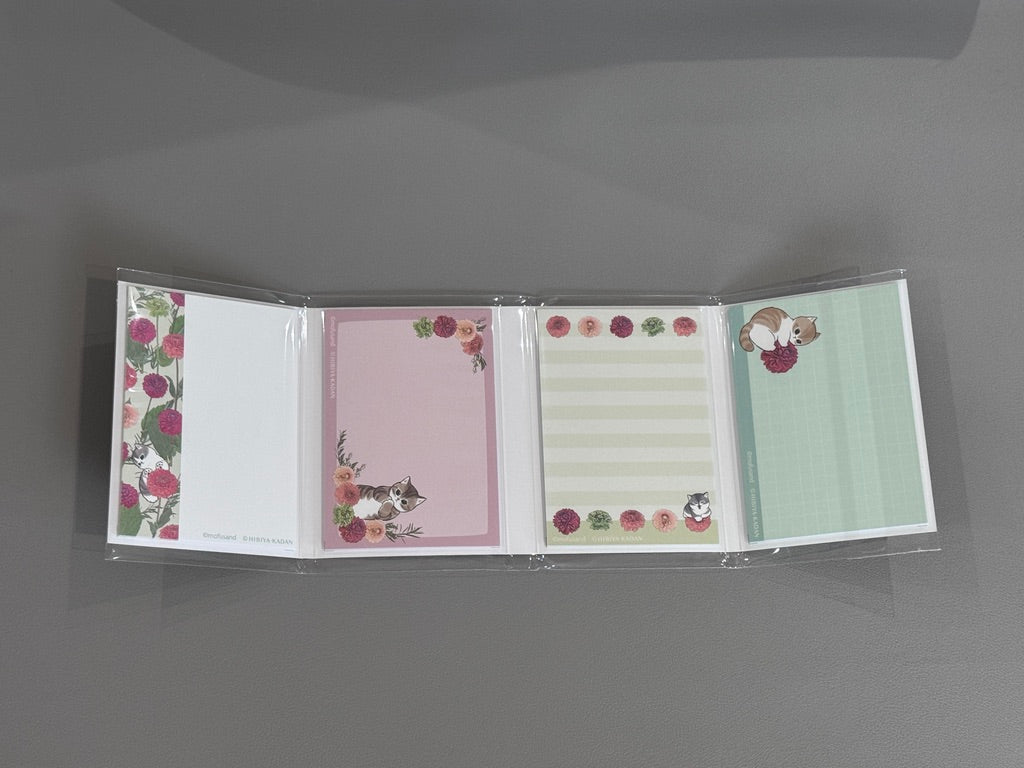 Mofusand x HIBIYA-KADAN Floral Cat Memo Notes | Japanese Stationery
